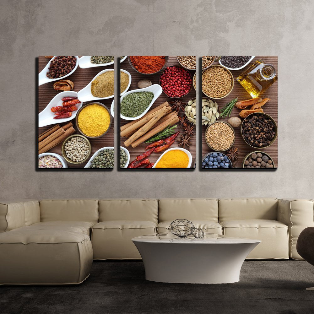 Wall Art Décor Ready Kitchen Spices Kitchen Décor Picture on Stretched Canvas 