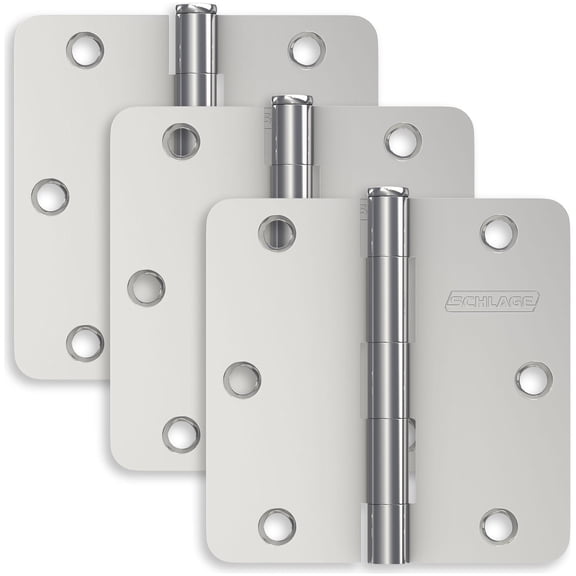 Schlage 1012 Pack Of Three 3.5" X 3.5" Plain Bearing 1/4" Radius Corner Mortise Hinges -
