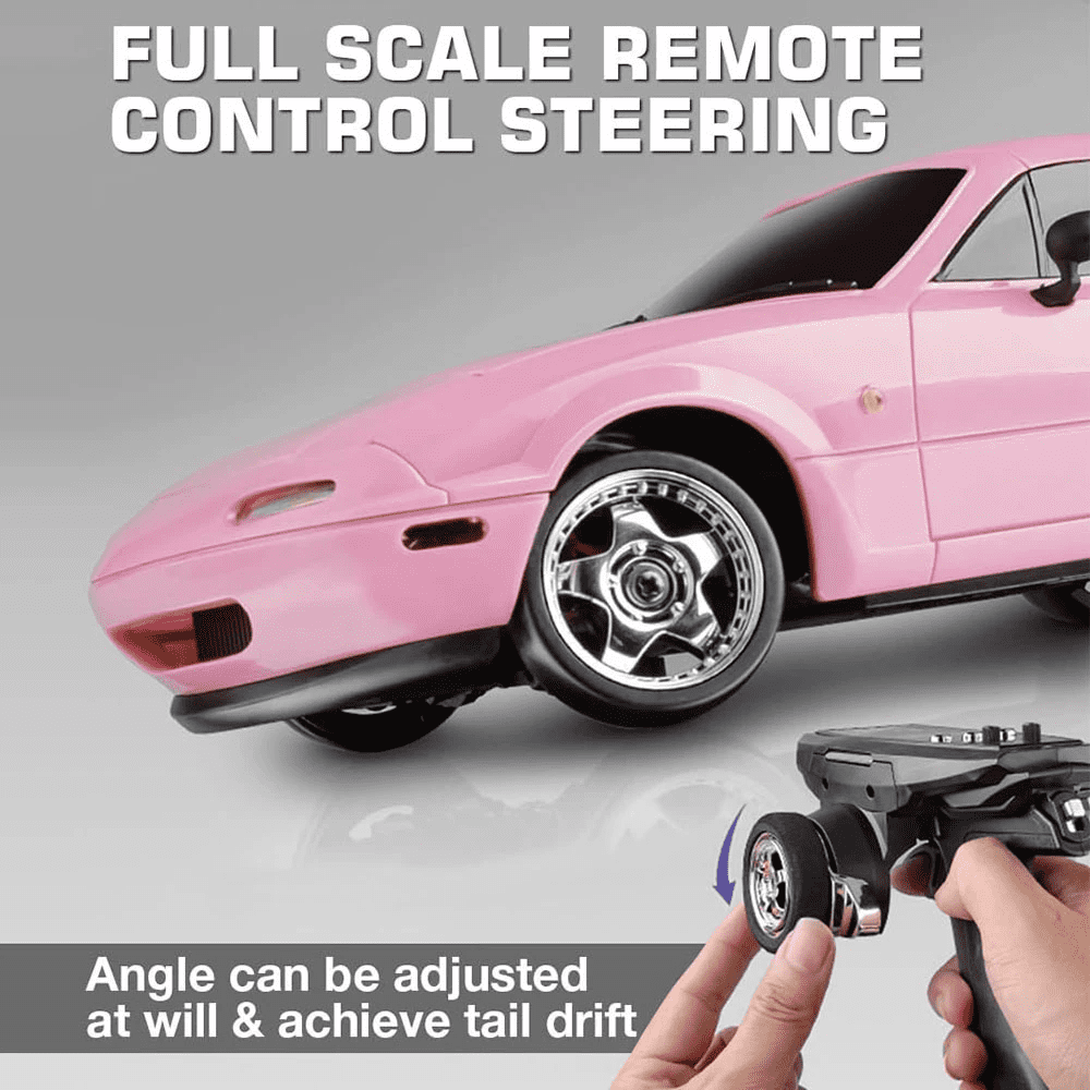 1/18 Scale RC Drift Car, 2.4GHz Proportional Control High-Speed RC Car with Gyro Stabilization & Blinking Headlights, Hobby Drift Racing Toy for Adults