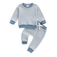 thumbnail image 5 of Hessimy Toddler Boys Girls Spring Summer Cartoon Print 2Pcs Long Sleeve Shirt Pants Sleepwear Pjs, Soft Fabric Warmth(Blue,12-18 Months), 5 of 5