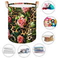 thumbnail image 5 of Qzaxky Leopard Flower Rose Laundry Basket Organizer Foldable Tall Large Laundry Basket Collapsible Folding Laundry Basket Dirty Clothes Fabric, 5 of 7