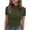 Army Green-TOPS, variant on Ribbed Knit Scallop Edge Mock Neck T-Shirt for Women Short Sleeve Form Fitting Blouse Tops Purple M