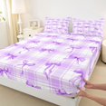 thumbnail image 5 of spefrowx Watercolor Princess Bow Bed Sheets for Kids, Purple Plaid Buffalo Full Size Sheets, 4-Piece, 1 Flat Sheet, 1 Fitted Sheet and 2 Pillowcases, 5 of 6