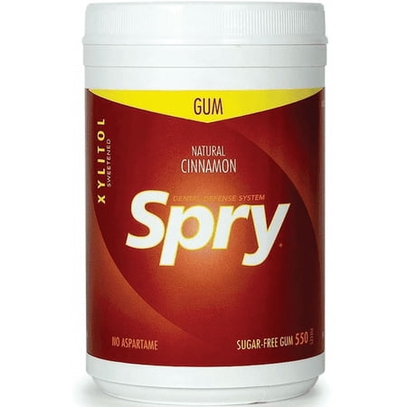 Spry Xylitol Chewing Gum Dental Defense, Aspartame-Free Sugar-Free Cinnamon 550 Pieces 1 pack