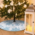 thumbnail image 2 of Snowflakes es Christmas Tree Skirt, Blue and White Snowy Winter Artificial Large Tree Skirt for Holiday Home Decoration Indoor Farmhouse Decor, 2 of 7