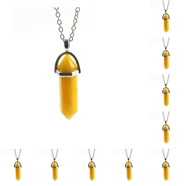 Minnieouse Hexágono columna encanto hecho a mano regalos de vacaciones colgantes colgantes cristal encantos cadena pendiente decoraciones Amarillo 10piezas