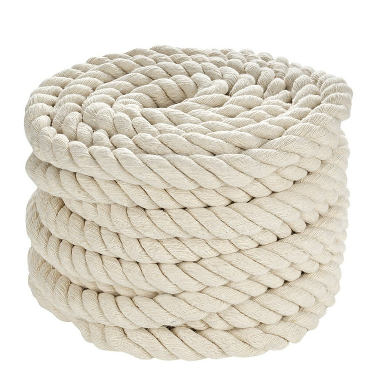 Cotton Rope, Strong 0.79in 3-Strand Twist Rope, 50ft Twisted Cord