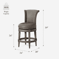 thumbnail image 4 of Maven Lane Pullman 26 Inch Tall Counter Height Upholstered Barstool with Back in Reclaimed Oak Finish with Ronan Stone Vegan Leather Seat, Set of 4, 4 of 10