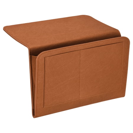 REGALWOVEN Felt Bedside Organizer Bed Hanging Caddy Sofa Desk Bag for Magazine Remotes Phone Tablet Brown 12.6 x8.6