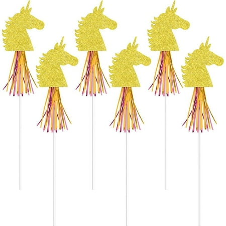 Magical Gold Glitter Unicorn on Wand - 12 Wands included