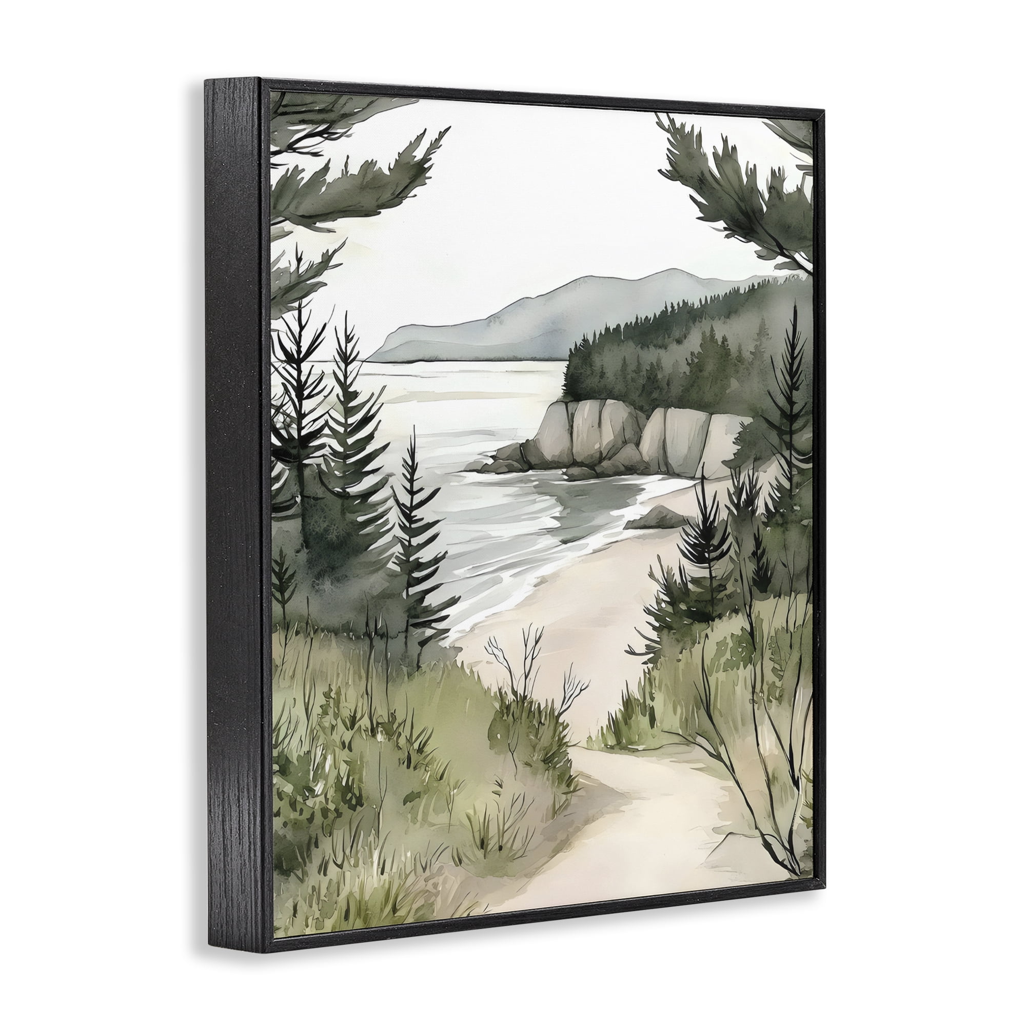 Stupell Industries Coastal Calm Winding Path Black Framed Giclee Art, design by Riley B