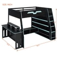 thumbnail image 3 of Mirightone Gaming Loft Bed with Desk and RGB Light, Full Size Wood Loft Bed Frame with Storage Shelve and RGB Light, Table with adjustable placement. Cloud Blue, 3 of 7