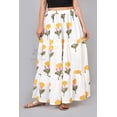 thumbnail image 2 of Women White & Yellow Floral Cotton Maxi Skirt | Boho Flow | Elastic Waist | Summer Wear - L, 2 of 6