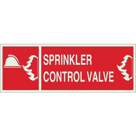 BRADY 90992 Fire Sprinkler Control Valve Sign,WHT/R