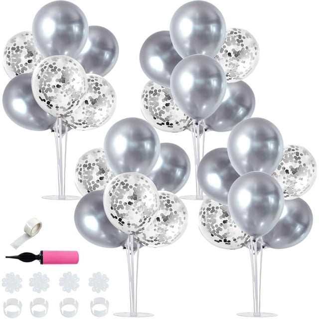 TONIFUL Centros de mesa con globos dorados para mesa, kit de soporte para globos dorados para decoraciones de fiesta de graduación 2023, Año Nuevo, Navidad, Halloween, despedida de soltera, compromiso