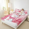 thumbnail image 4 of Manfei Girls Kawaii Snowman Queen Sheet Set (4-Piece) - Pink Xmas Tree Ultra Soft Merry Christmas Home Decor, 4 of 7