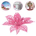 thumbnail image 3 of 24 Pcs Christmas Glitter Poinsettia Flowers Christmas Tree Ornaments Artificial Christmas Flowers Decorations with Clips - Rosa, 3 of 7