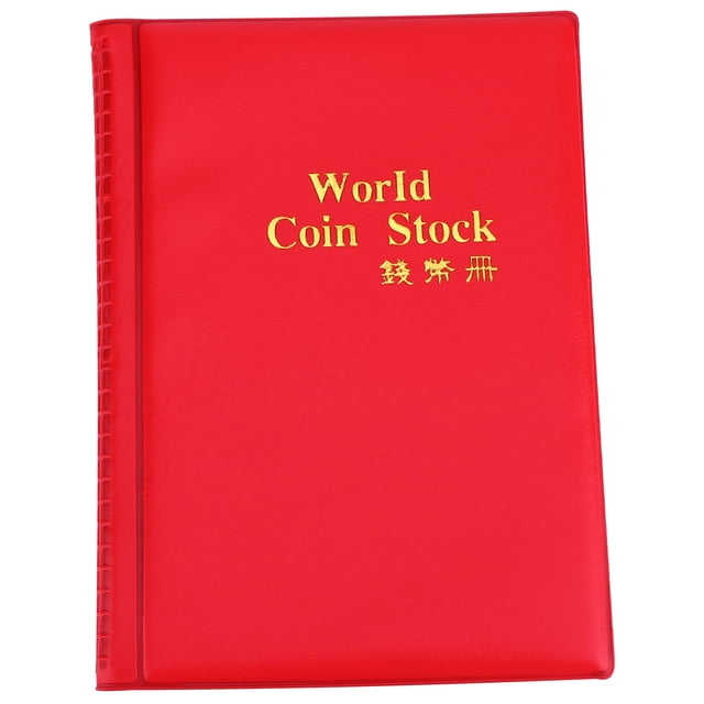 EeaseMX Álbum de colección de monedas conmemorativas con 120 compartimentos, carpeta de volumen para guardar monedas (rojo)