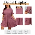 thumbnail image 5 of Cuteduck Womens Plus Size Dresses Short Sleeve Ruffle Hem Tiered Textures Babydoll Dress 0X-4X, 5 of 9