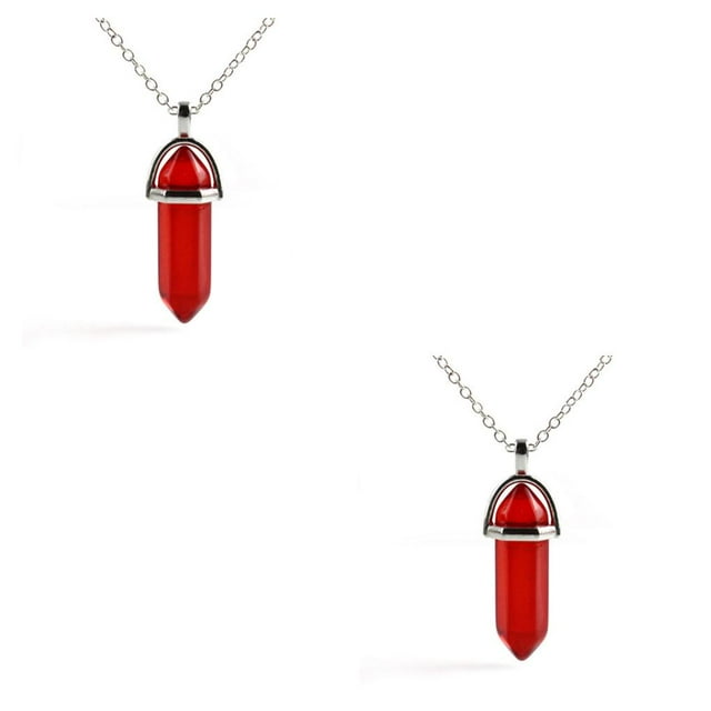 QualitChoice Hexagon Column Charm Exquisite Women Men Making Findings Handmade Anniversary Hanging Pendants Colorful Crystal Dark Red 2Set