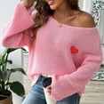 thumbnail image 6 of XMMSWDLA Women's Love Heart Pullover Sweater Long Sleeve Crewneck Sweater Oversized Knit Sweater, 6 of 7