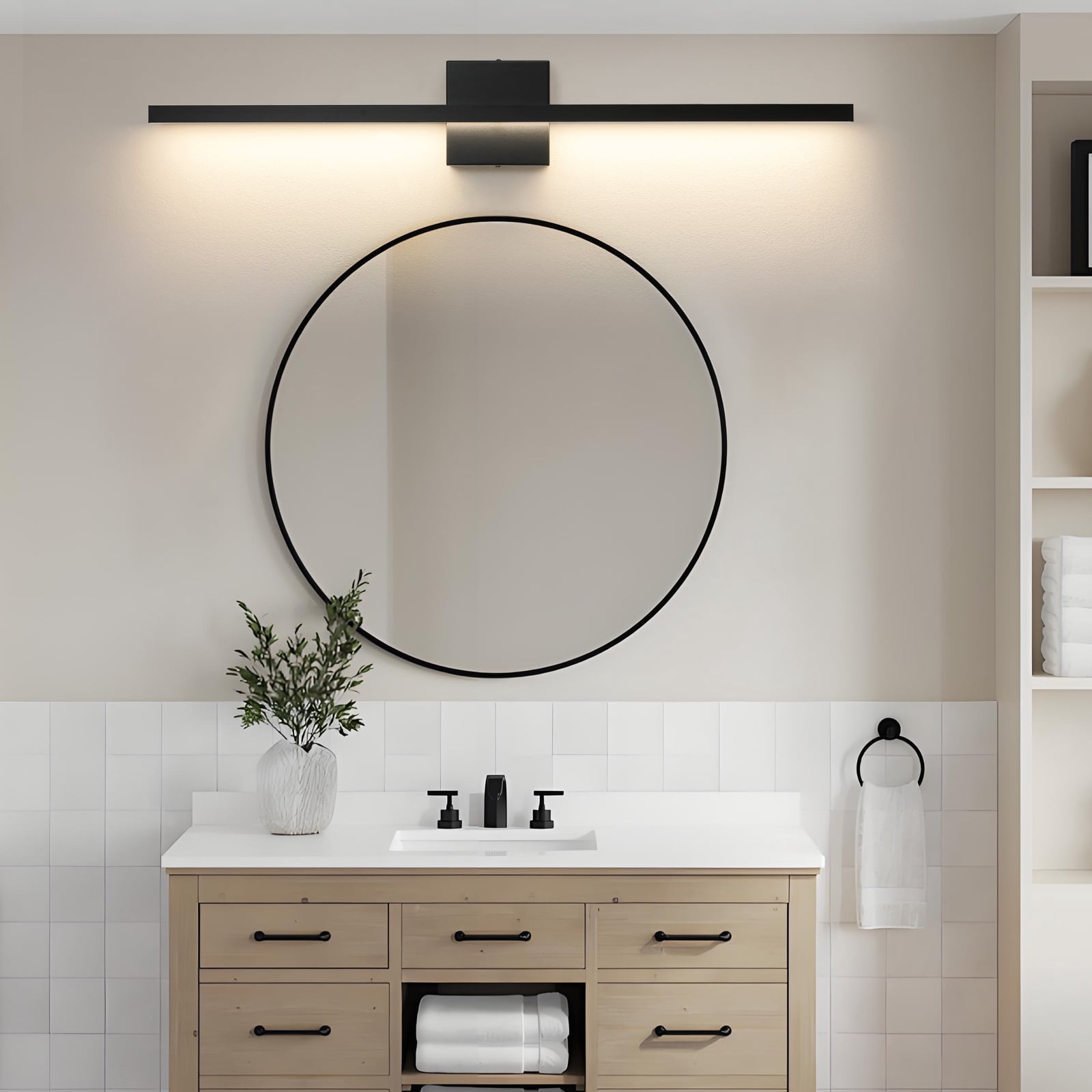 Vanity Light for Bathroom Lighting Fixtures Over Mirror Dimmable Integrated LED 32 inch Modern Vanity Lights Black Bathroom Light Bar Bath Wall Sconce