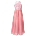 thumbnail image 2 of vastwit Flower Girls Halter Bridesmaid Dress Kids Chiffon Lace Wedding Pageant Formal Evening Gown Pink 12, 2 of 7