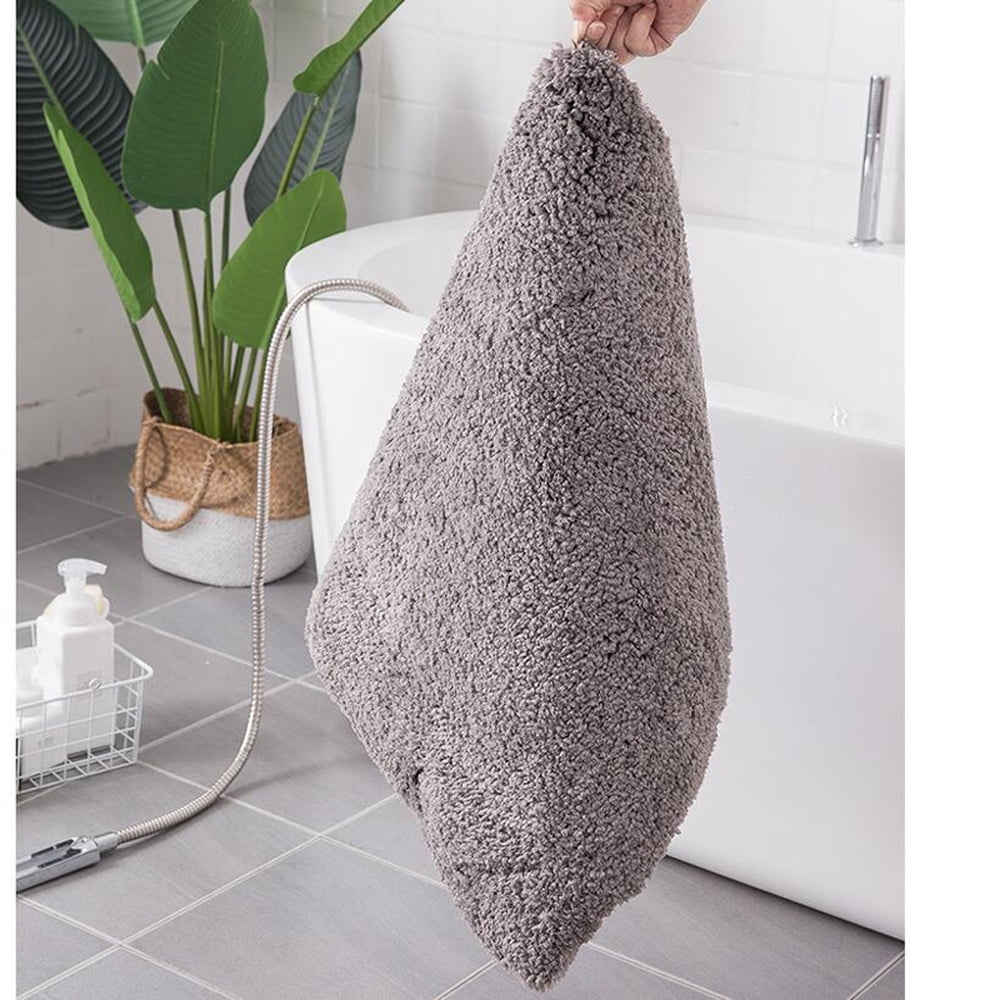 Bathroom Rugs Absorbent Non-Slip Backing 18" x 28" Soft Fluffy Gray Microfiber Bath Mats Machine Washable