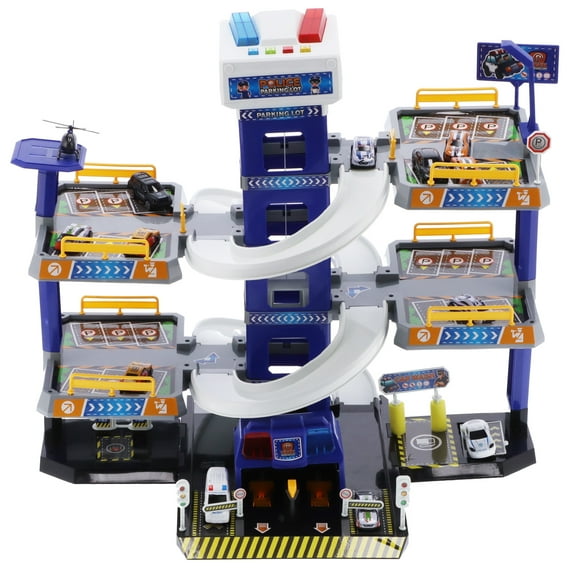 Kids Toy Car Garage, Arking Lot Car Garage Playset Large Toy Parking Garage Car Garage Parking Lot Toys with 12pcs Cars and 1 Helicopter for Home