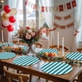 thumbnail image 5 of Teal Striped Round 13 Inch Placemats Set of 8, Simple Art Vertical Stripe Farmhouse HeatResistant Non Slip Place Mats for Dining Table, Wipeable Braided Kitchen Table Mats for Housewarming, 5 of 9
