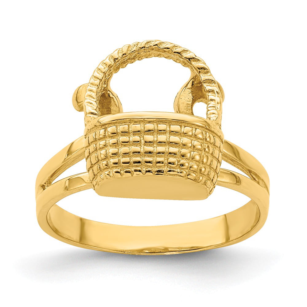 14k Yellow Gold 2-D Flat Back Basket Charm 
