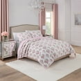 thumbnail image 3 of Paris Hilton Coquette Blush Pink Floral Quilt Set, King, Reversible 3-Piece Bedding, Lightweight, 3 of 14