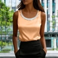 thumbnail image 2 of DHFJKG Women Silk Satin Tank Top Pearl Scoop Neck Summer Blouse Sleeveless Shirt Business Casual Dressy Outfit Vacation Clothes Stylish Tops, 2 of 4