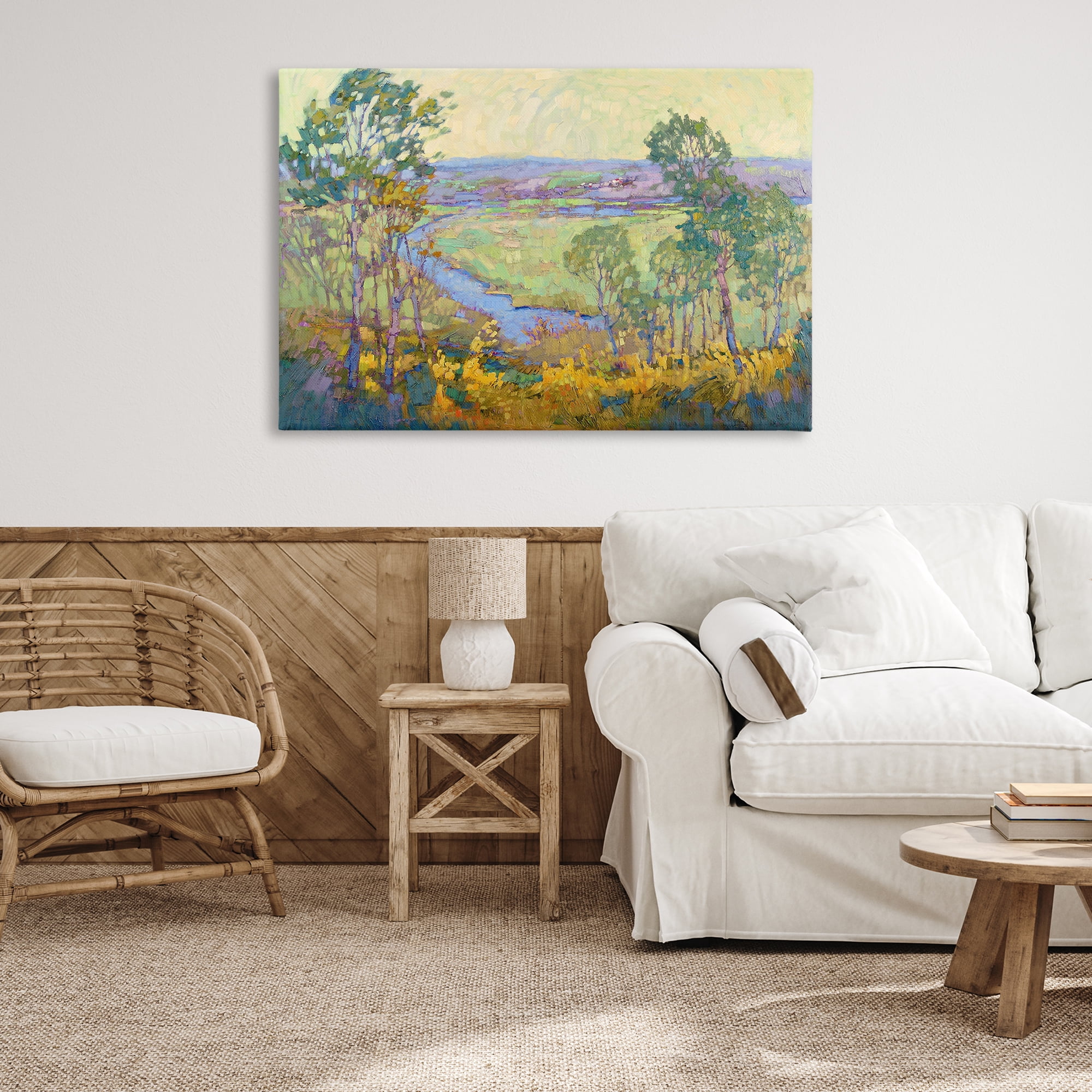 Stupell Industries Abstract Winding Stream Landscape & Nature Painting Wrapped Canvas Art Print Wall Art, 45 x 30