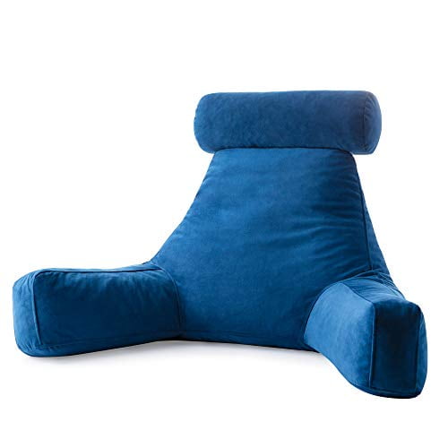 LINENSPA Shredded Foam Reading Pillow with Neck Support - Extra Large Design for Adults - Perfect for Back Support While Relaxing, Gaming, Reading, Or Watching TV - Soft Velour Cover