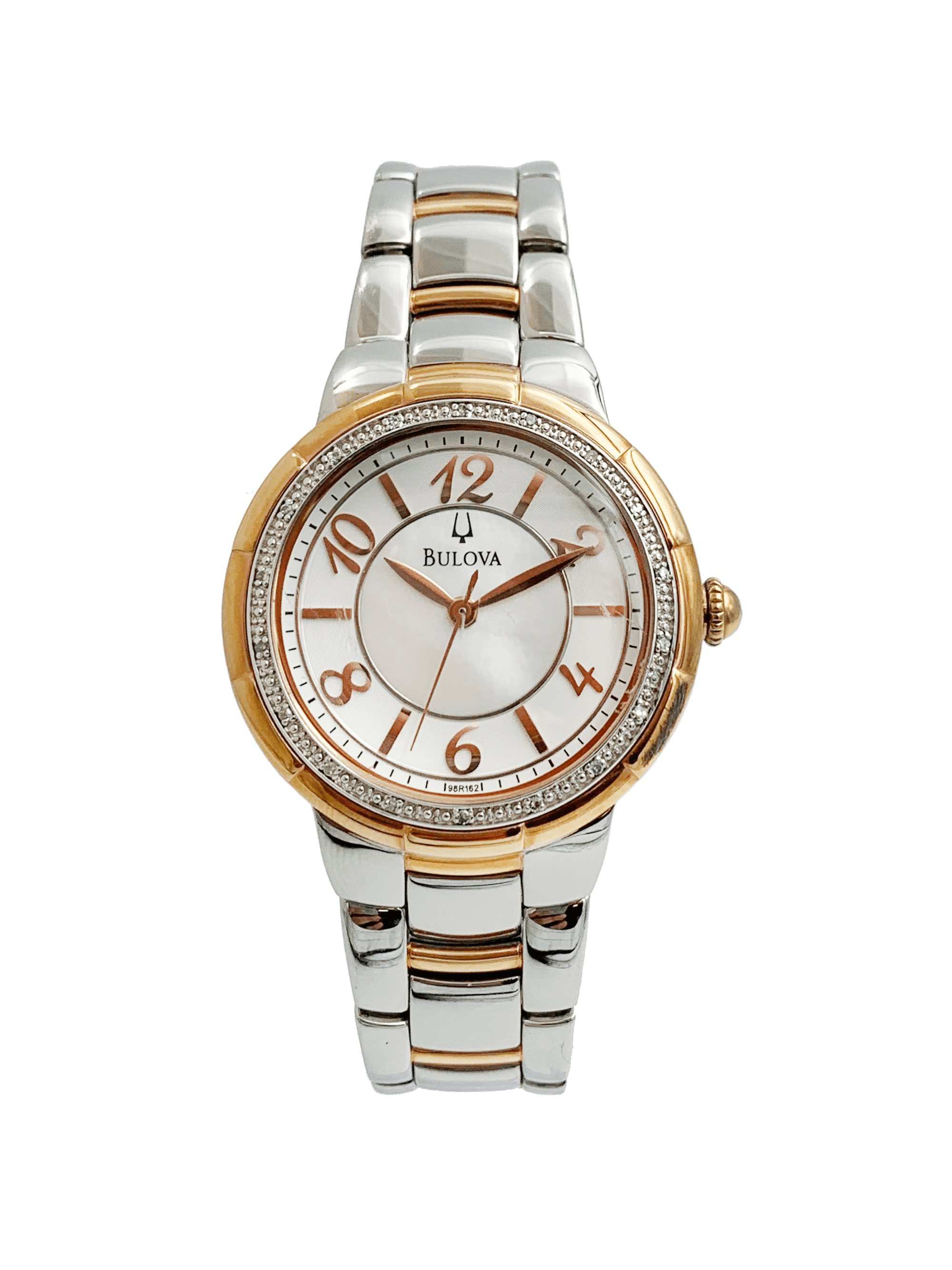 Bulova Women s Stainless Steel Diamond Watch with Black Mother of Pearl Dial 96P204 Walmart