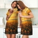 thumbnail image 4 of Fotbe Sunflower Sunset Rainfall Bata de Dormir para Mujer con Estampado, Camisón de Algodón de Manga Corta, Ropa de Dormir Casual, 4 of 6