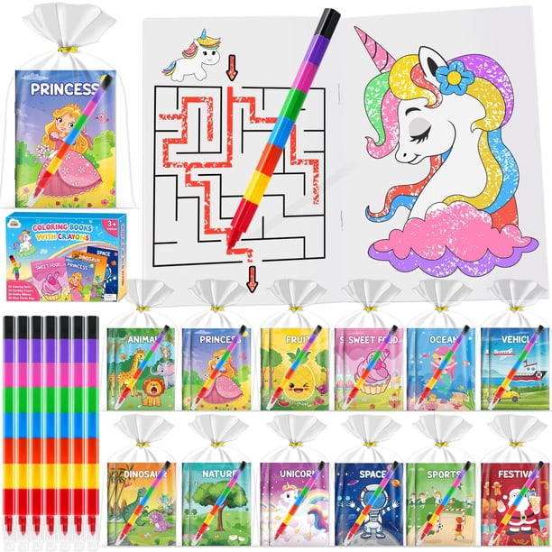 Set de libros para colorear ZMLM 24 con 24 crayones apilables y 26 bolsas