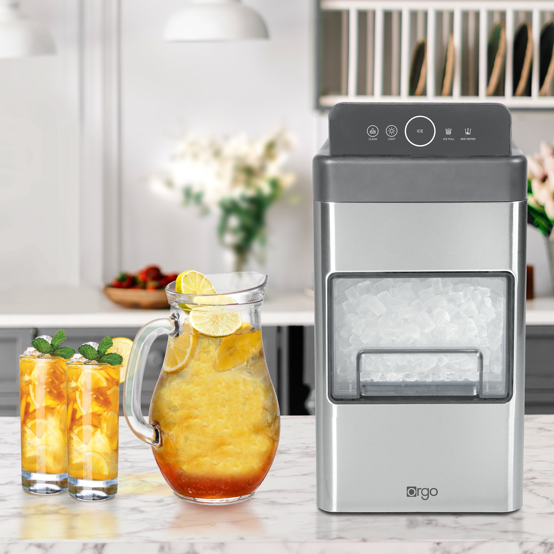The Orgo Nugget Countertop Ice Maker – Portable Chewable Ice Machine for Home & Office, Self-Cleaning, Compact Design, Gray