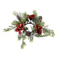 thumbnail image 1 of Christmas Candle Holder Rings Wine Bottle Wreath Christmas Candle Rings Wreath with Artificial Flower and Pinecones, 1 of 5