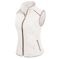 thumbnail image 3 of MixMatchy Women's Lightweight Stand Collar Zip Up Quilted Padding Pocket Vest, 3 of 4