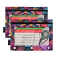 thumbnail image 2 of Funny Illusion Geometric Falling Sensation 2 Pack Pencil Pouch for 3 Ring Binder Smooth Zipper Folders with Pockets Clear Window Pencil Case, 2 of 6