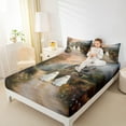 thumbnail image 4 of Manfei 3D Ghost Bed Sheets for Kids, Vintage Halloween King Sheets, Countryside Road Sheet Set, Luxury Bedroom Decor, 4 Pieces, 4 of 7