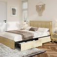thumbnail image 1 of Queen Bed Frame with Natural Rattan Headboard, 4 Drawers, Sturdy Metal Base, Boho-Style Cane Support, No Box Spring Required, Wood Metal Platform Beds, Noise Free, No Box Spring Needed, 1 of 9