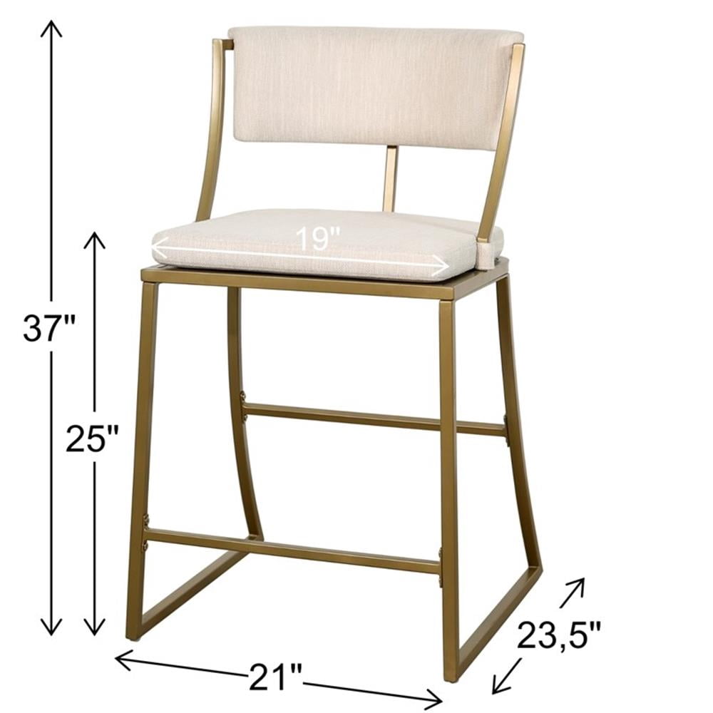 Mina 25in. Counter-Height Metal Bar Stool with Back- Antique Brass
