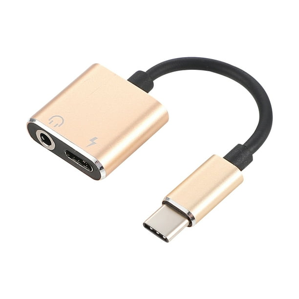 USB tipo C a 3.5mm Cable adaptador de audio 2 en 1 Tipo-C a 3.5 mm Jack Adaptador de micrófono para auriculares estéreo Adaptador Aux Adaptador de carga para Pixel 2/2 XL / Huawei / HTC U11 / MacBook