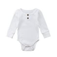 thumbnail image 1 of Gupgi Newborn Baby Long Sleeve Romper Knitted Rib Casual Button Jumpsuit, 1 of 4