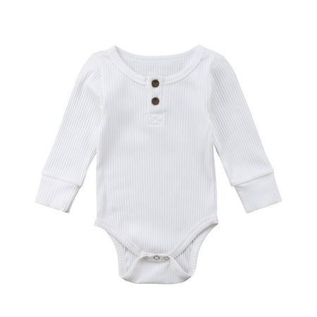 

Michellecmm Newborn Unisex Baby Solid Onesie Basic Plain Rib Stitch Long Sleeve Bodysuit Clothes for Infant Boy Girl Black