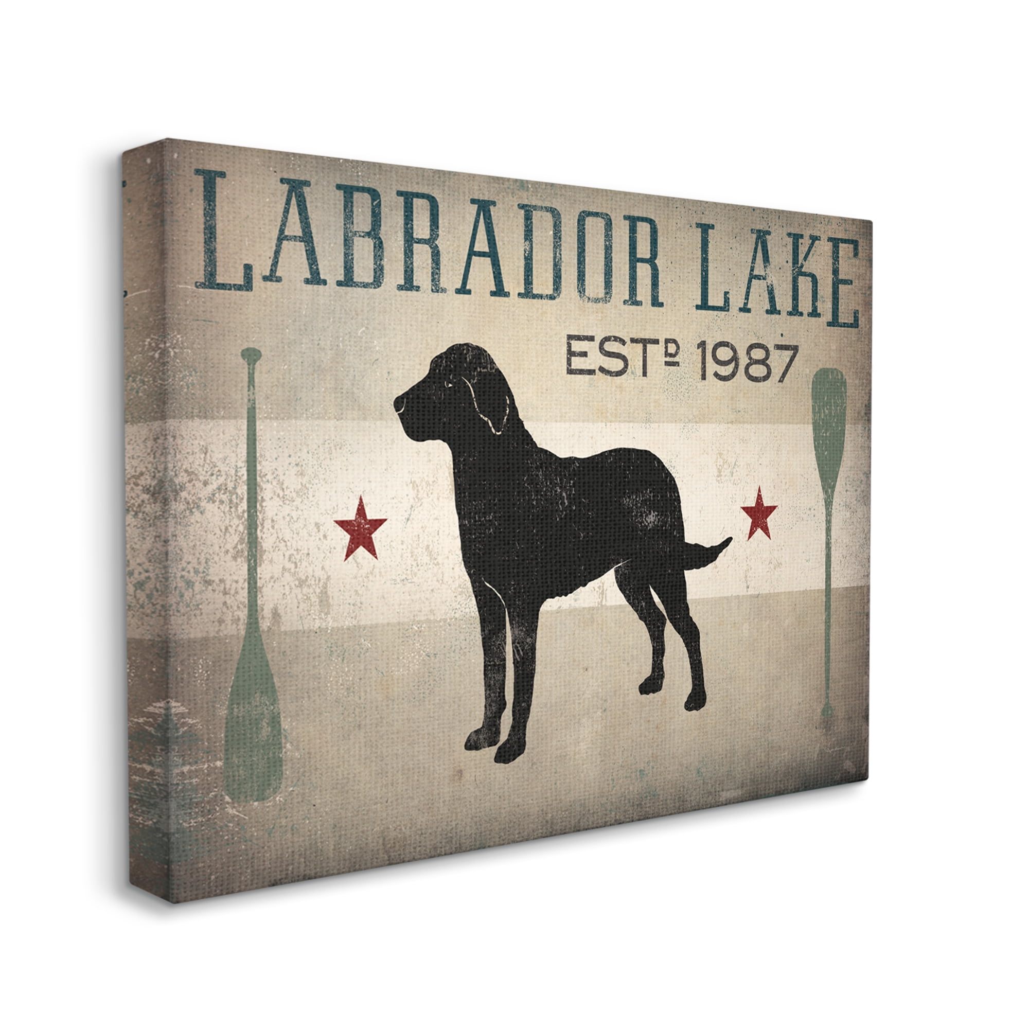 Stupell Industries Labrador Lake Rustic Dog Rowboat Oars Cabin Sign, 48 x 36, Design by Ryan Fowler