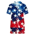 thumbnail image 5 of Simua Button Dowm Pajamas for Women, Women's Independence Day Print Short Sleeve Lapel Shirts with Shorts Summer Soft Home Wear Set, Size S-XXL, 5 of 7